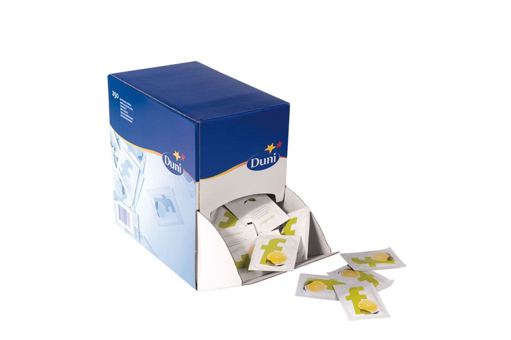 DUNI Erfrischungstücher, einzeln verpackt, fresh green, frischer Zitronenduft, 71 x 55 mm